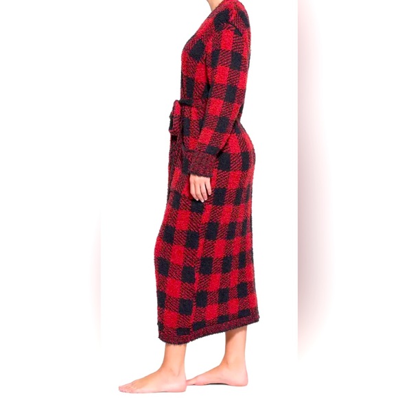 NWT: SKIMS RED & BLACK BUFFALO PLAID COZY KNIT ROBE SIZE S/M - Picture 4 of 6